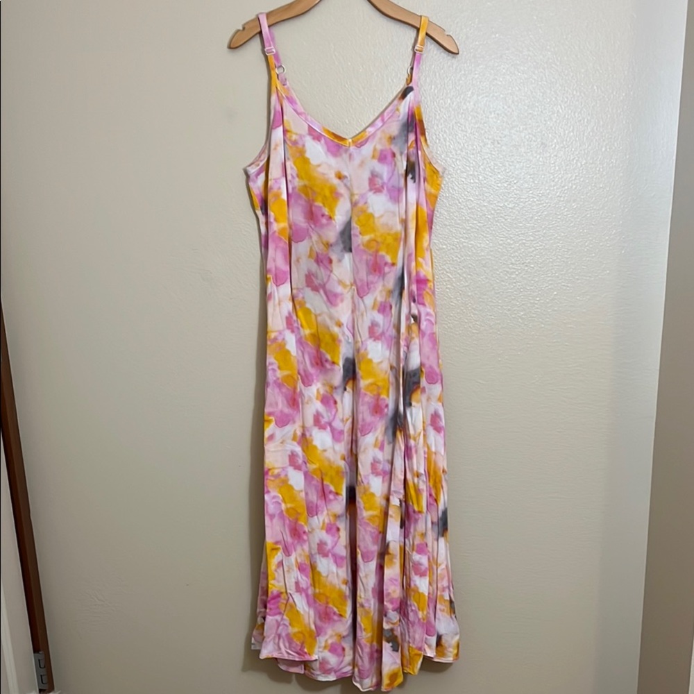 Torrid Pink Yellow Spaghetti Strap Maxi Sundress